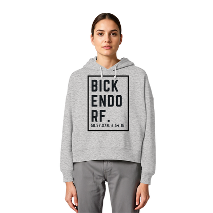 Bickendorf Koordinaten (großer Druck auf der Brust) - Womens Organic Boxcut Hoodie