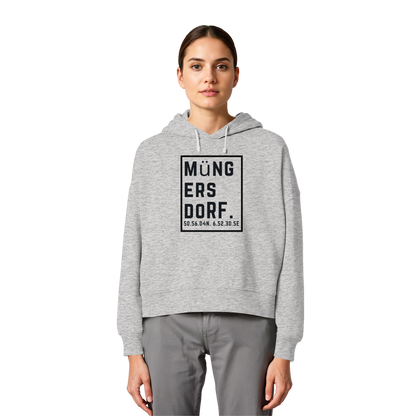Müngersdorf Koordinaten (großer Druck auf der Brust) - Womens Organic Boxcut Hoodie