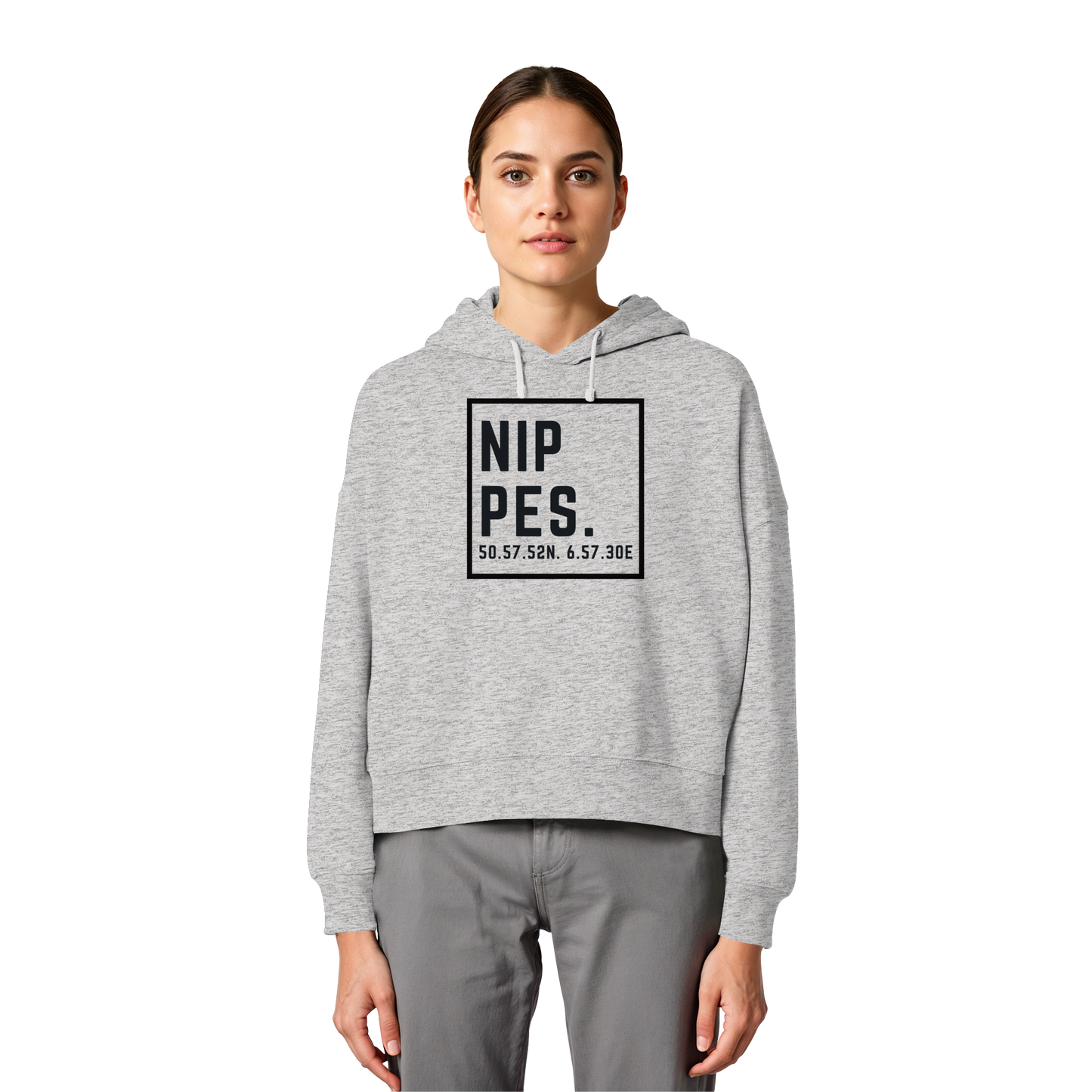 Nippes Koordinaten (großer Druck auf der Brust) - Womens Organic Boxcut Hoodie