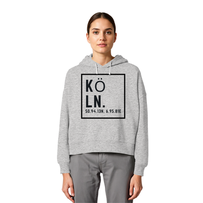 Köln Koordinaten (großer Druck auf der Brust) - Womens Organic Boxcut Hoodie