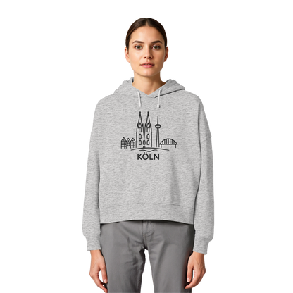 Köln Skyline (großer Druck auf der Brust) - Womens Organic Boxcut Hoodie