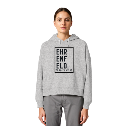 Ehrenfeld Koordinaten (großer Druck auf der Brust) - Womens Organic Boxcut Hoodie