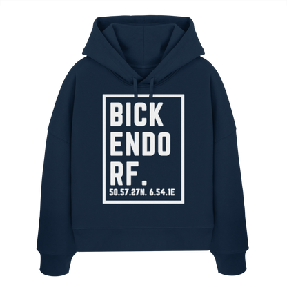 Bickendorf Koordinaten (großer Druck auf der Brust) - Womens Organic Boxcut Hoodie