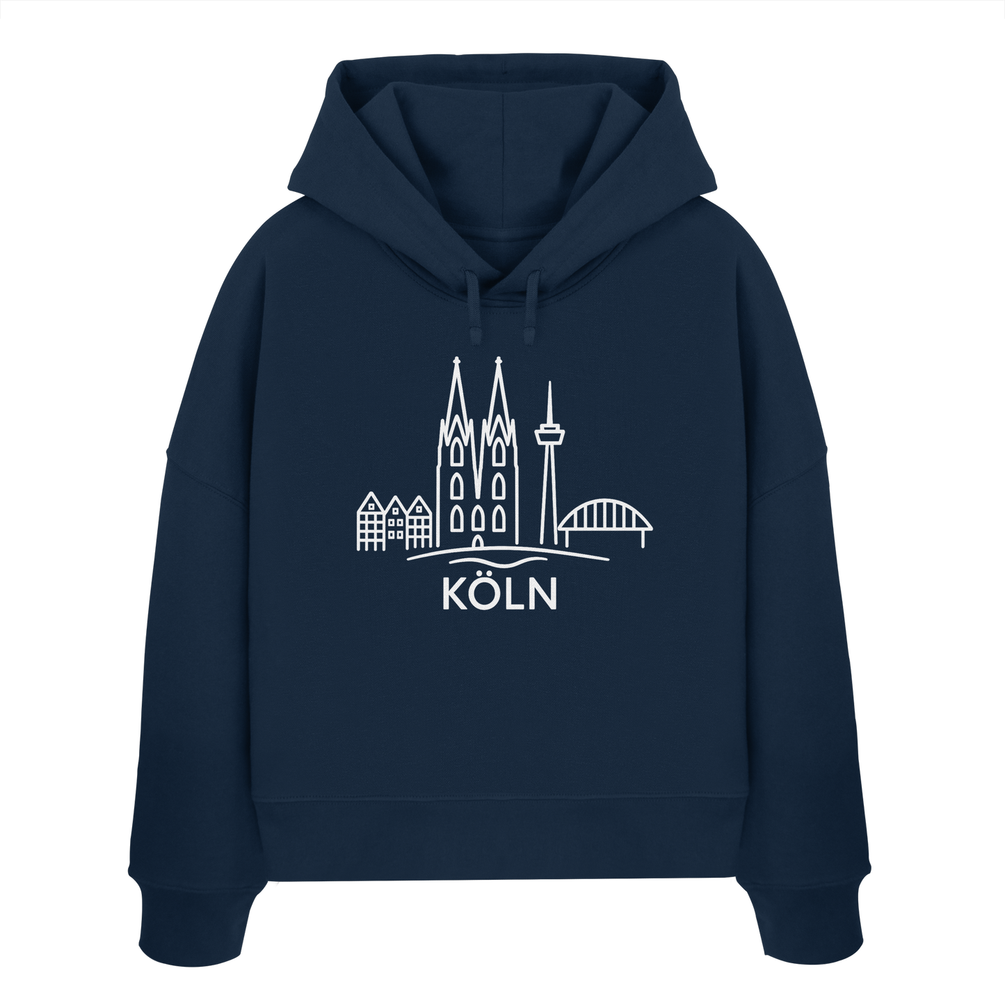 Köln Skyline (großer Druck auf der Brust) - Womens Organic Boxcut Hoodie