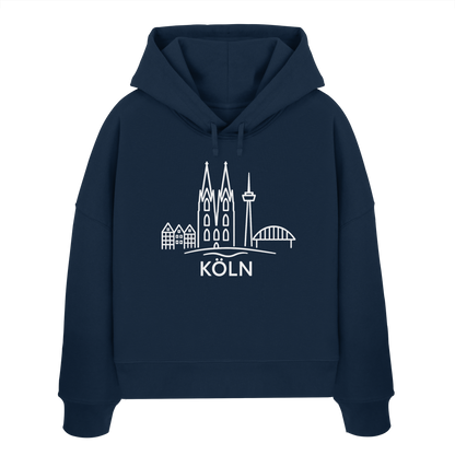 Köln Skyline (großer Druck auf der Brust) - Womens Organic Boxcut Hoodie
