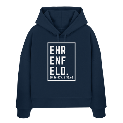 Ehrenfeld Koordinaten (großer Druck auf der Brust) - Womens Organic Boxcut Hoodie