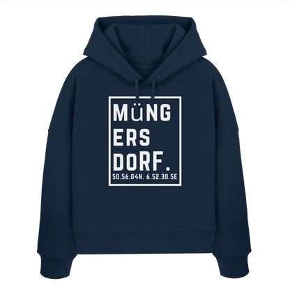Müngersdorf Koordinaten (großer Druck auf der Brust) - Womens Organic Boxcut Hoodie