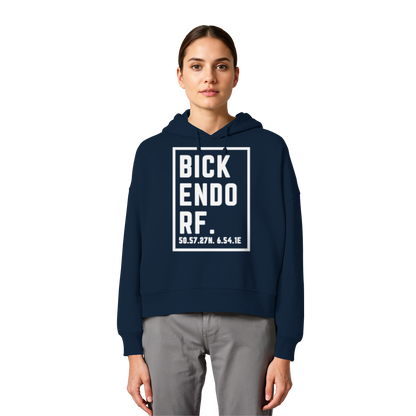Bickendorf Koordinaten (großer Druck auf der Brust) - Womens Organic Boxcut Hoodie