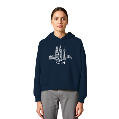 Köln Skyline (großer Druck auf der Brust) - Womens Organic Boxcut Hoodie
