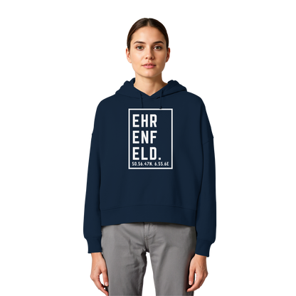 Ehrenfeld Koordinaten (großer Druck auf der Brust) - Womens Organic Boxcut Hoodie