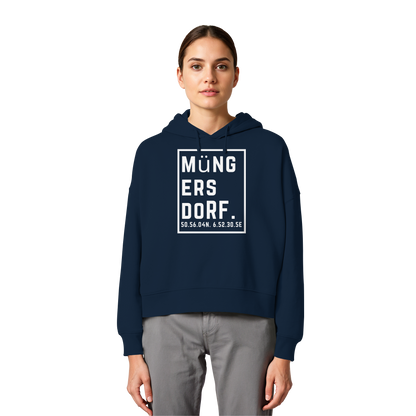 Müngersdorf Koordinaten (großer Druck auf der Brust) - Womens Organic Boxcut Hoodie