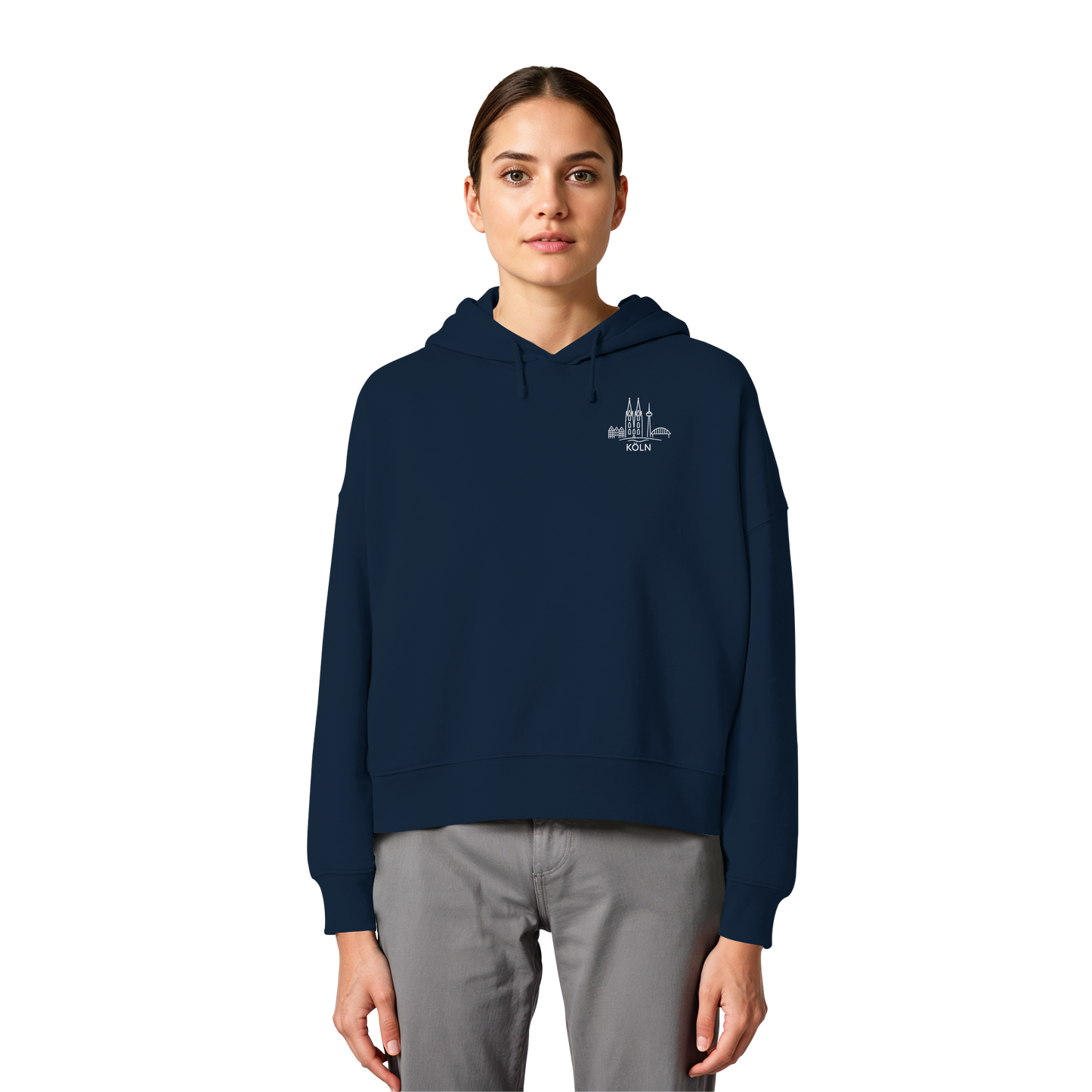 Köln Skyline Stick - Womens Organic Boxcut Hoodie