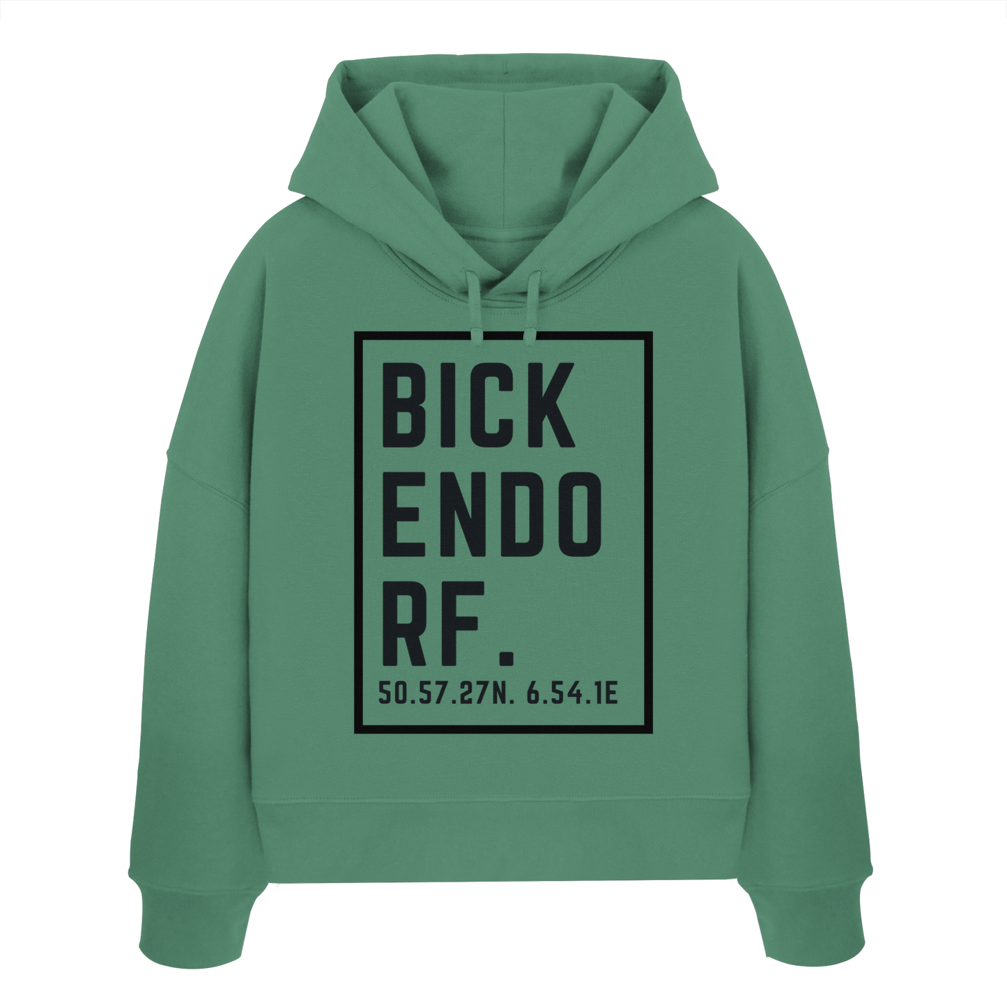 Bickendorf Koordinaten (großer Druck auf der Brust) - Womens Organic Boxcut Hoodie