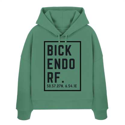 Bickendorf Koordinaten (großer Druck auf der Brust) - Womens Organic Boxcut Hoodie