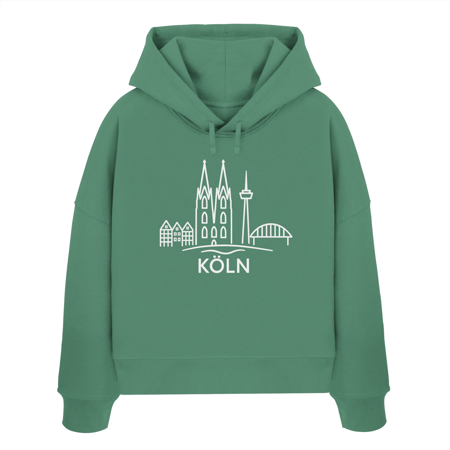 Köln Skyline (großer Druck auf der Brust) - Womens Organic Boxcut Hoodie