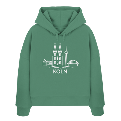 Köln Skyline (großer Druck auf der Brust) - Womens Organic Boxcut Hoodie