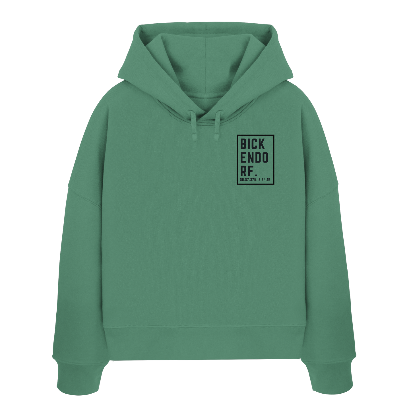 Bickendorf Koordinaten (kleiner Druck auf der Brust) - Womens Organic Boxcut Hoodie