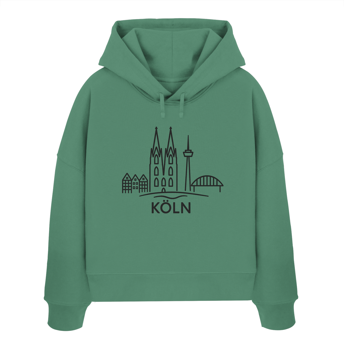 Köln Skyline (großer Druck auf der Brust) - Womens Organic Boxcut Hoodie