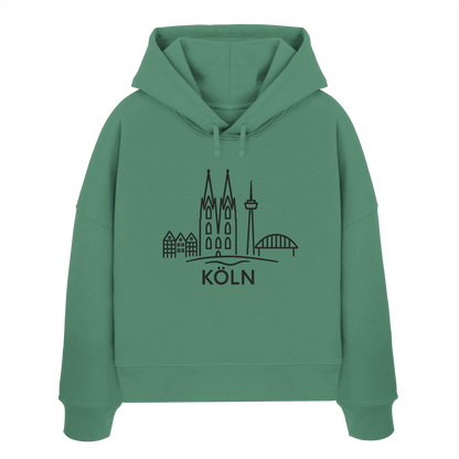 Köln Skyline (großer Druck auf der Brust) - Womens Organic Boxcut Hoodie