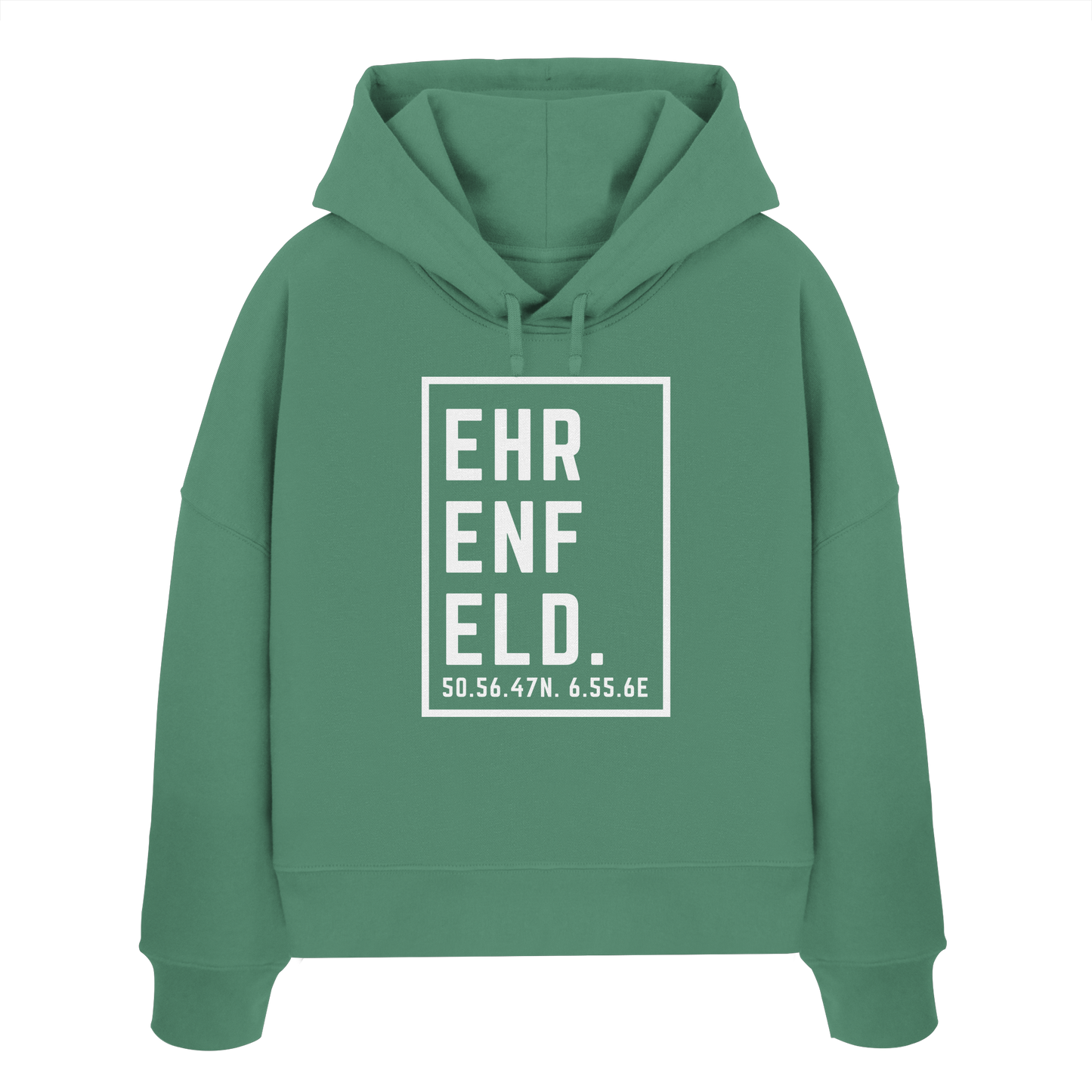 Ehrenfeld Koordinaten (großer Druck auf der Brust) - Womens Organic Boxcut Hoodie