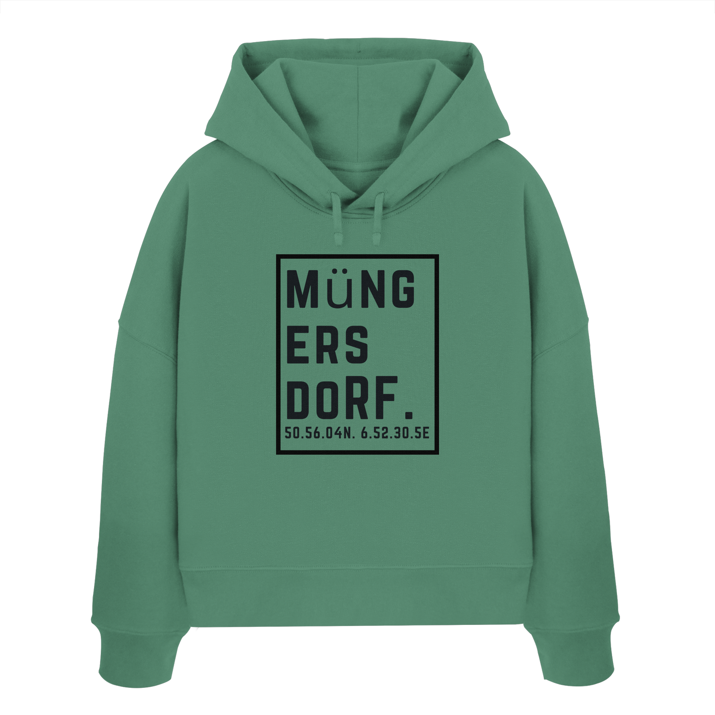 Müngersdorf Koordinaten (großer Druck auf der Brust) - Womens Organic Boxcut Hoodie