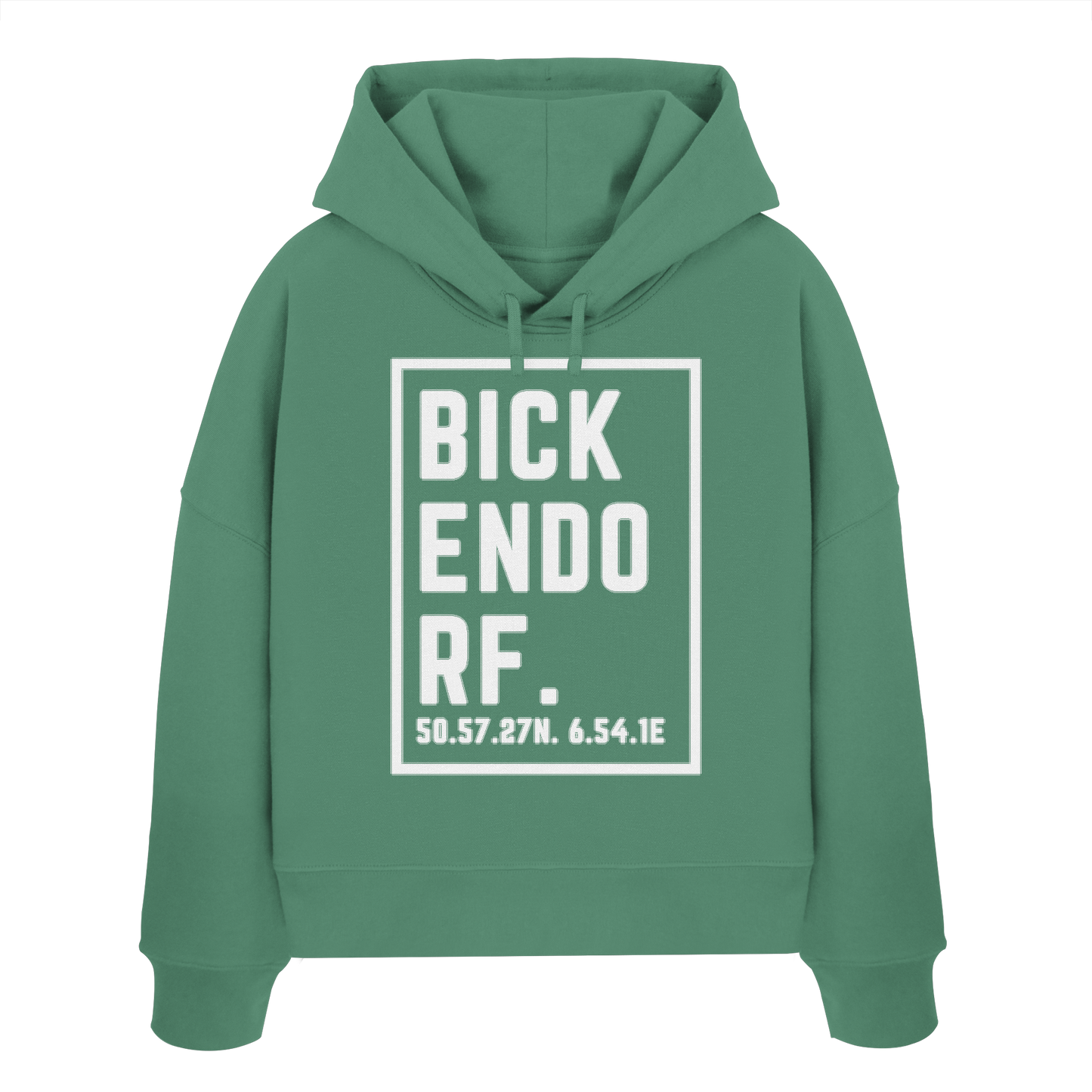 Bickendorf Koordinaten (großer Druck auf der Brust) - Womens Organic Boxcut Hoodie