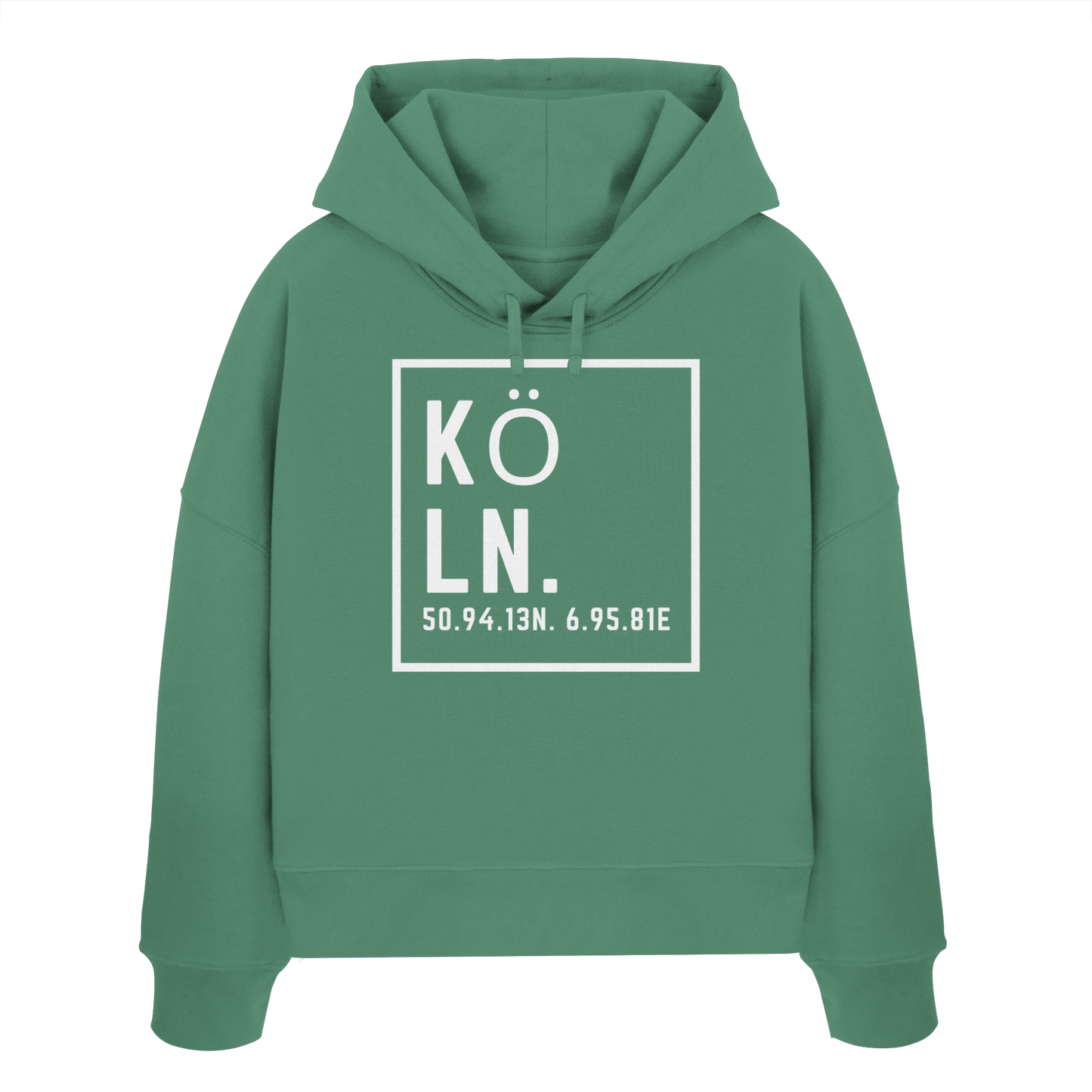 Köln Koordinaten (großer Druck auf der Brust) - Womens Organic Boxcut Hoodie
