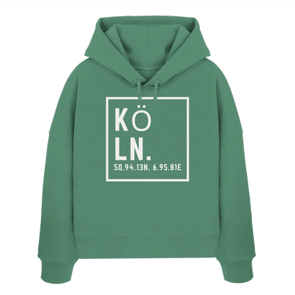 Köln Koordinaten (großer Druck auf der Brust) - Womens Organic Boxcut Hoodie