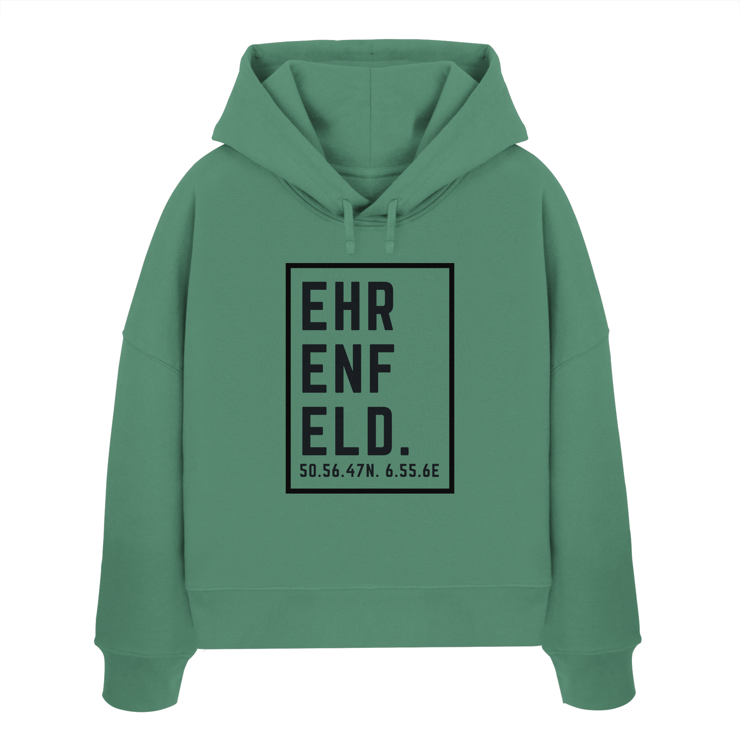 Ehrenfeld Koordinaten (großer Druck auf der Brust) - Womens Organic Boxcut Hoodie