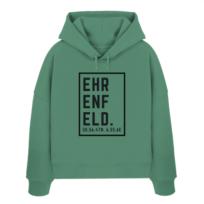 Ehrenfeld Koordinaten (großer Druck auf der Brust) - Womens Organic Boxcut Hoodie
