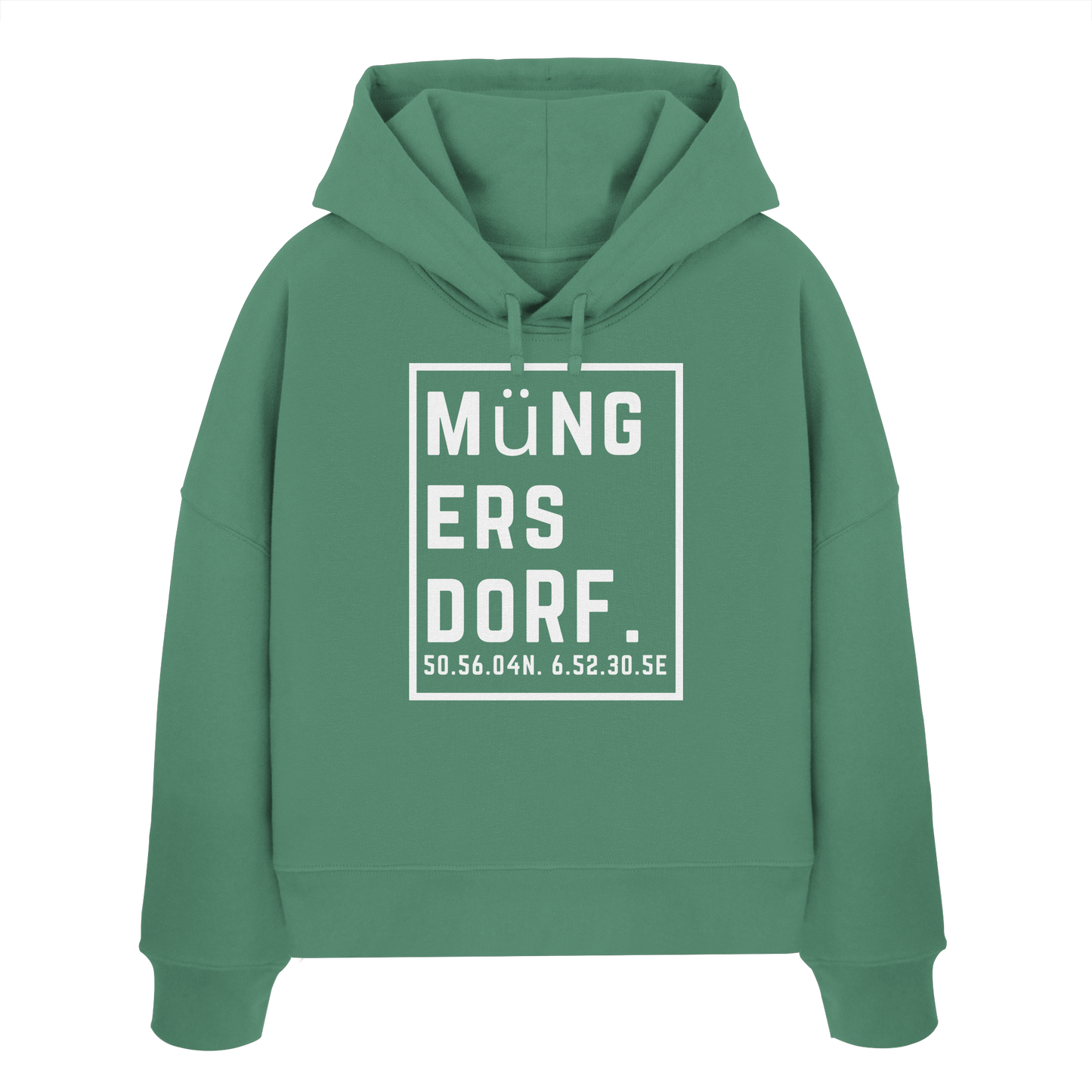 Müngersdorf Koordinaten (großer Druck auf der Brust) - Womens Organic Boxcut Hoodie