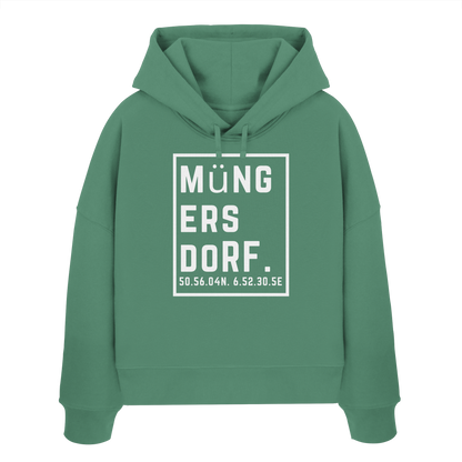 Müngersdorf Koordinaten (großer Druck auf der Brust) - Womens Organic Boxcut Hoodie