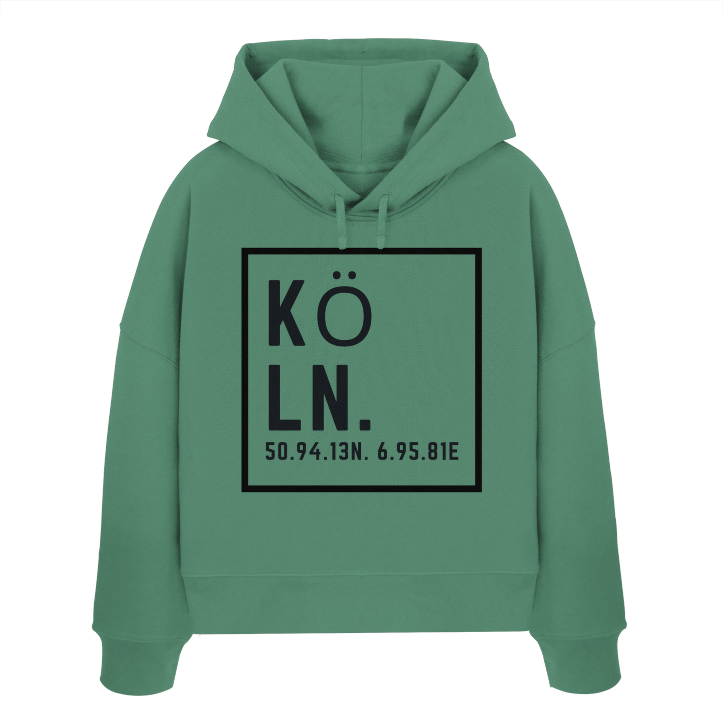 Köln Koordinaten (großer Druck auf der Brust) - Womens Organic Boxcut Hoodie