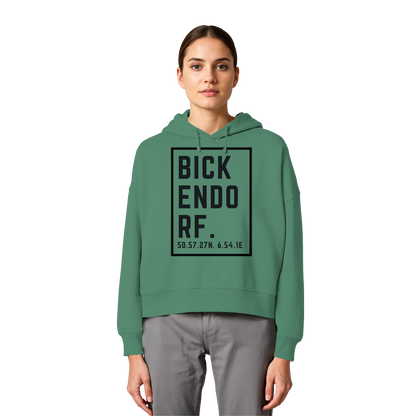 Bickendorf Koordinaten (großer Druck auf der Brust) - Womens Organic Boxcut Hoodie