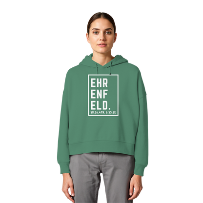 Ehrenfeld Koordinaten (großer Druck auf der Brust) - Womens Organic Boxcut Hoodie