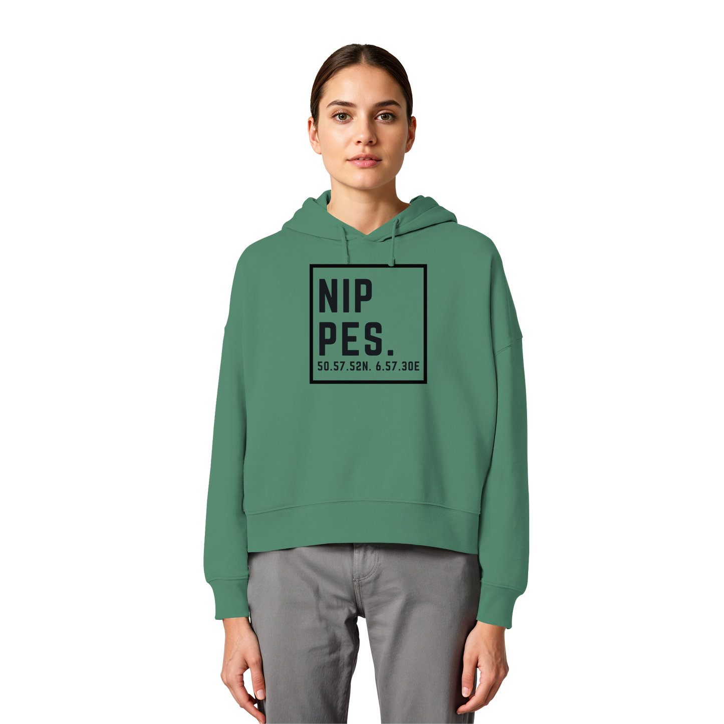 Nippes Koordinaten (großer Druck auf der Brust) - Womens Organic Boxcut Hoodie