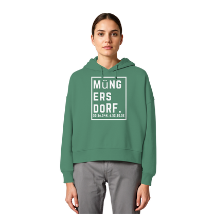 Müngersdorf Koordinaten (großer Druck auf der Brust) - Womens Organic Boxcut Hoodie