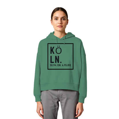Köln Koordinaten (großer Druck auf der Brust) - Womens Organic Boxcut Hoodie