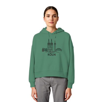 Köln Skyline (großer Druck auf der Brust) - Womens Organic Boxcut Hoodie