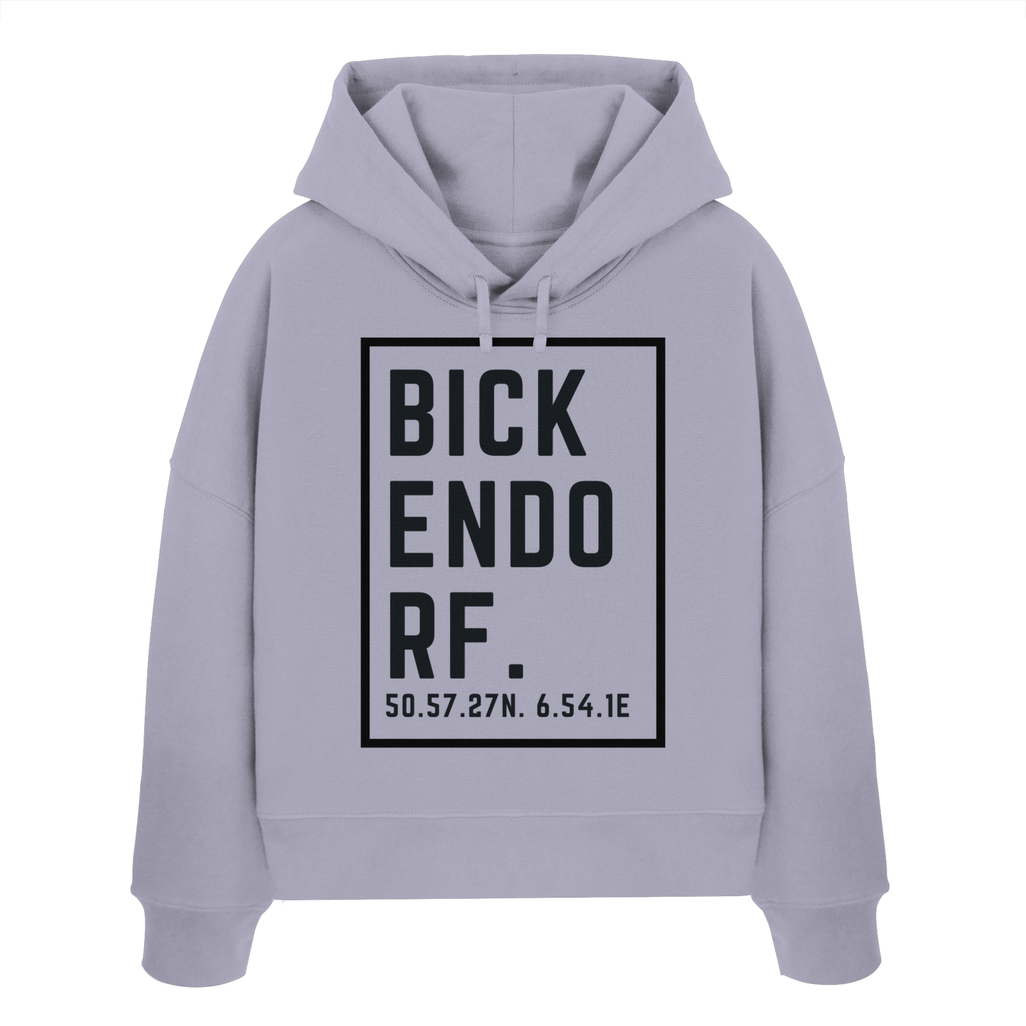 Bickendorf Koordinaten (großer Druck auf der Brust) - Womens Organic Boxcut Hoodie