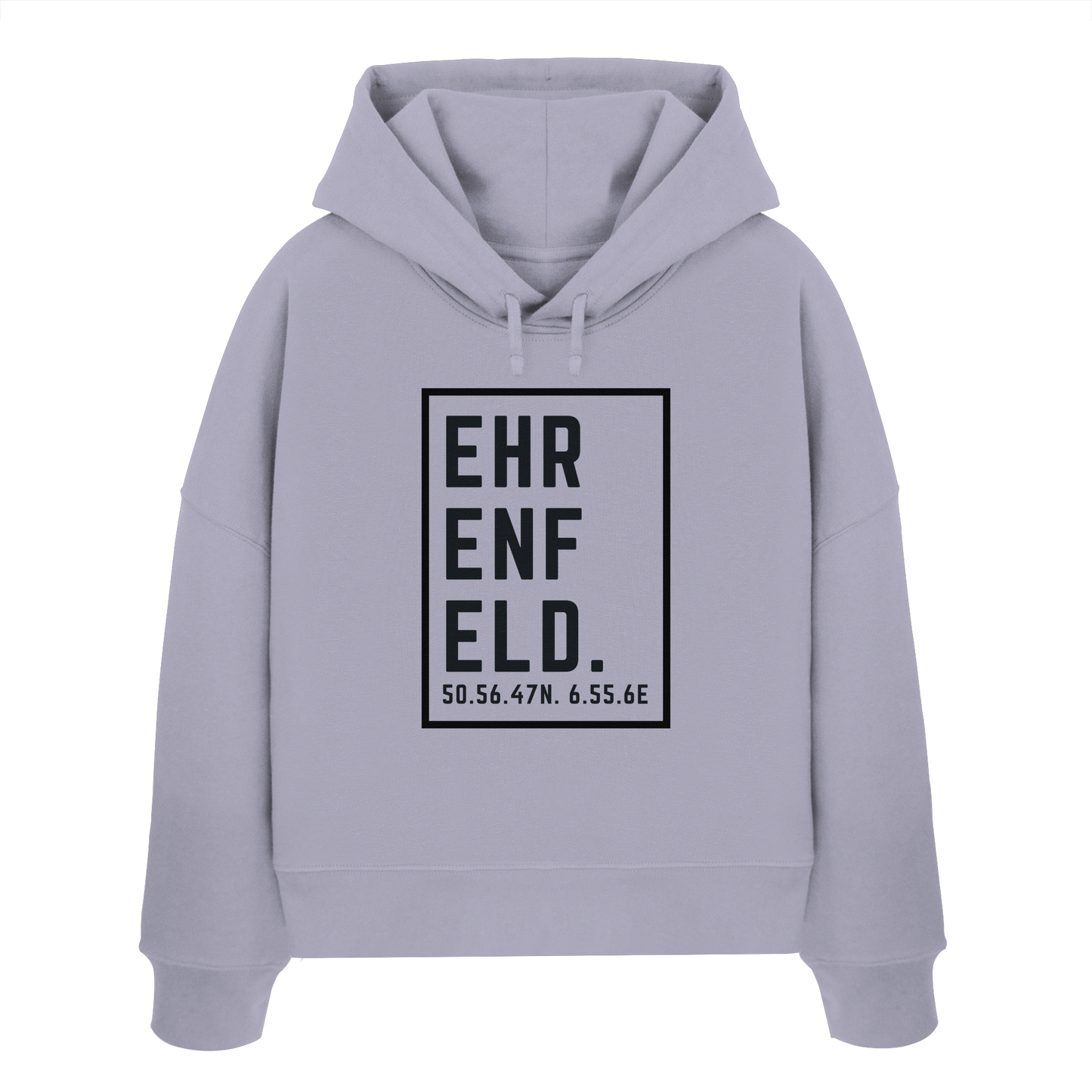 Ehrenfeld Koordinaten (großer Druck auf der Brust) - Womens Organic Boxcut Hoodie