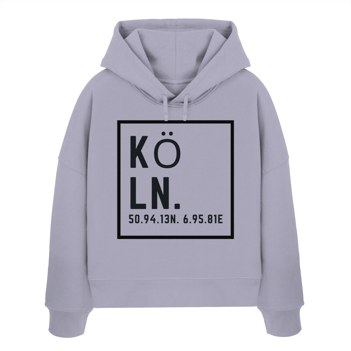 Köln Koordinaten (großer Druck auf der Brust) - Womens Organic Boxcut Hoodie
