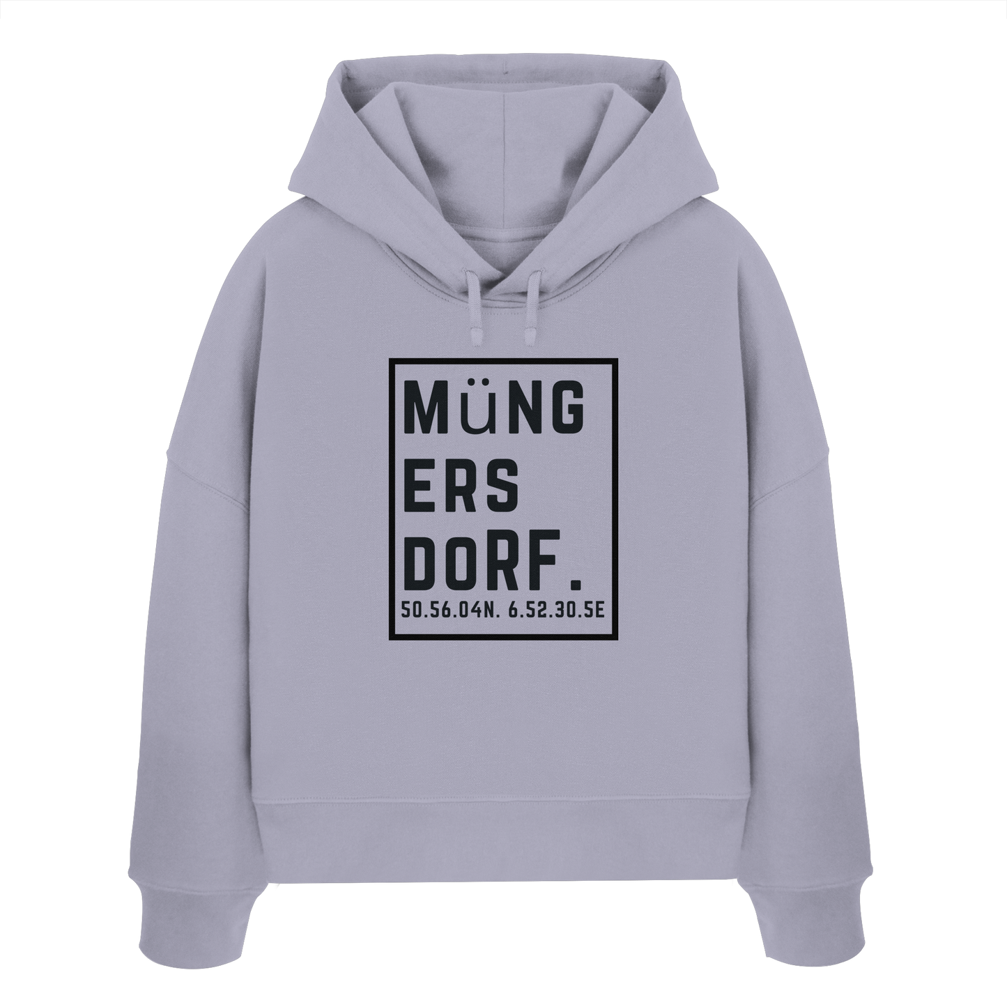 Müngersdorf Koordinaten (großer Druck auf der Brust) - Womens Organic Boxcut Hoodie
