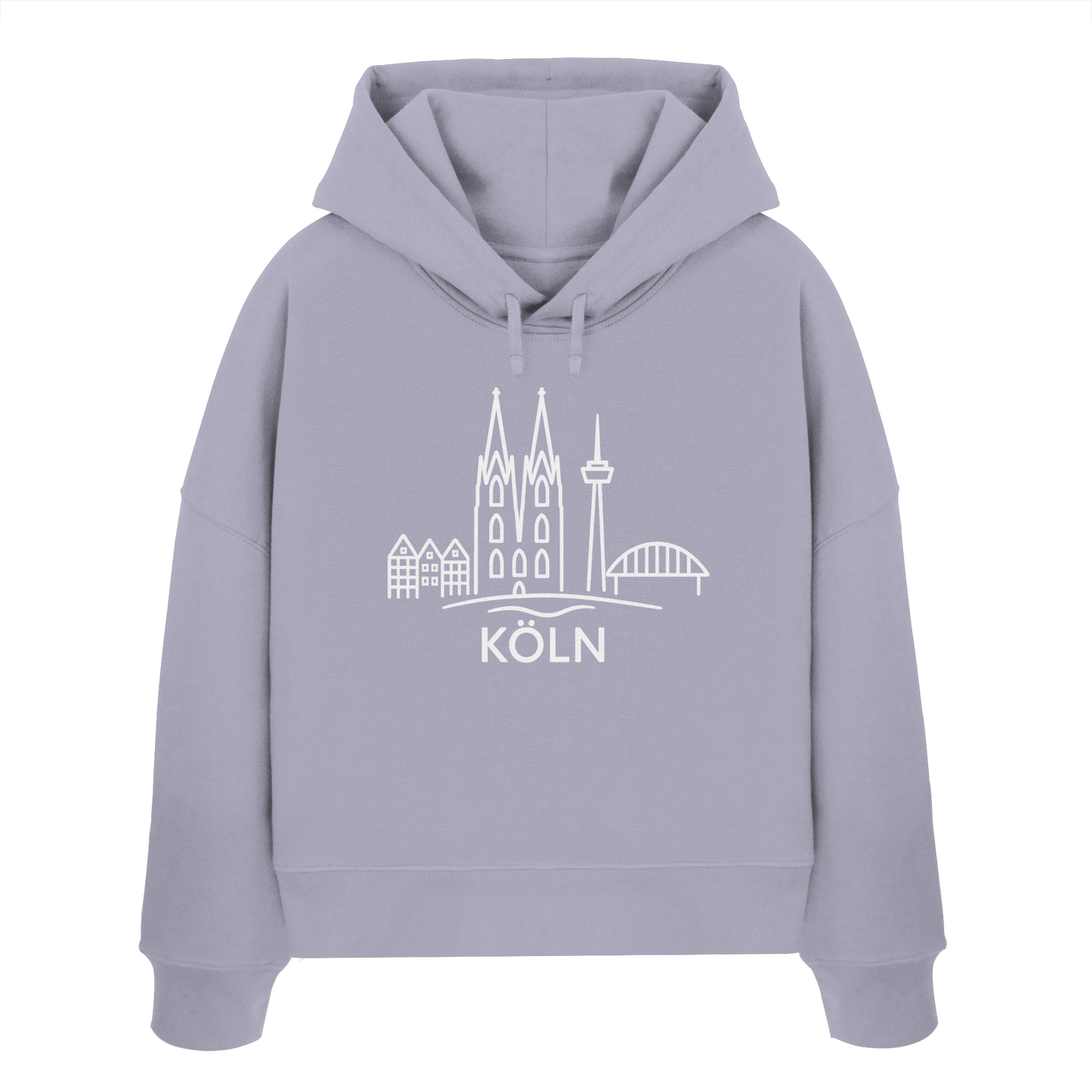 Köln Skyline (großer Druck auf der Brust) - Womens Organic Boxcut Hoodie