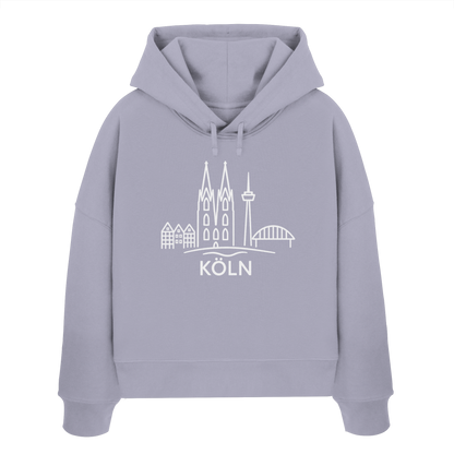 Köln Skyline (großer Druck auf der Brust) - Womens Organic Boxcut Hoodie
