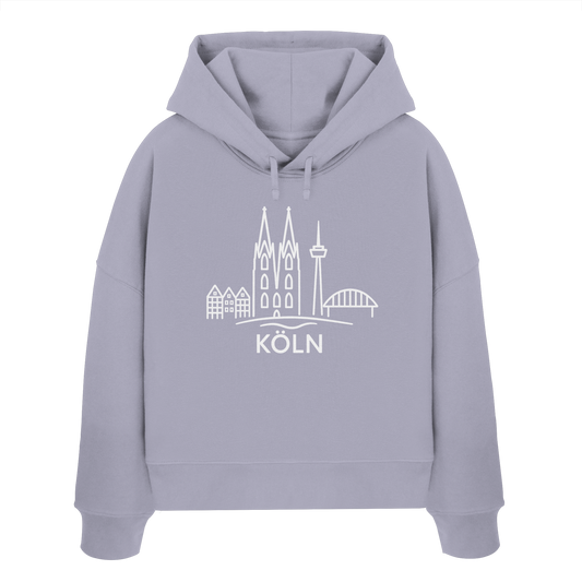 Köln Skyline (großer Druck auf der Brust) - Womens Organic Boxcut Hoodie