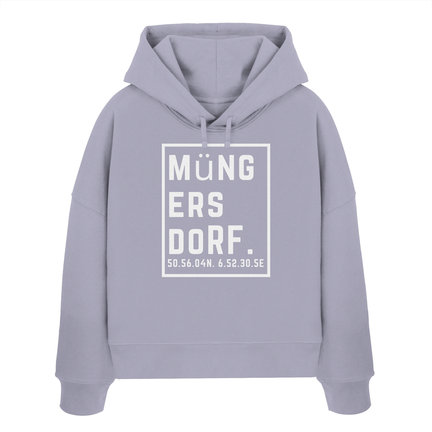 Müngersdorf Koordinaten (großer Druck auf der Brust) - Womens Organic Boxcut Hoodie