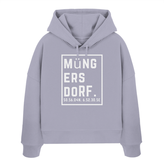 Müngersdorf Koordinaten (großer Druck auf der Brust) - Womens Organic Boxcut Hoodie