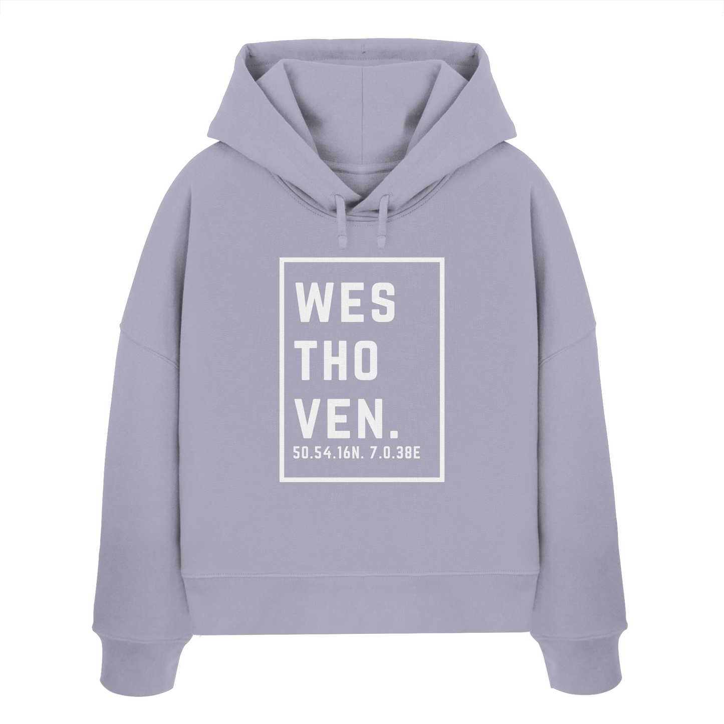 Westhoven Koordinaten (großer Druck auf der Brust) - Womens Organic Boxcut Hoodie