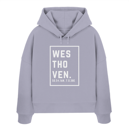 Westhoven Koordinaten (großer Druck auf der Brust) - Womens Organic Boxcut Hoodie